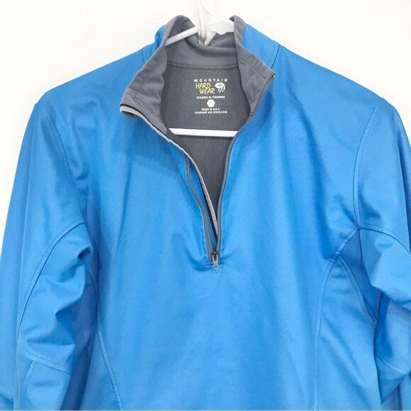 Mountain Hardwear Blue Gray Windstopper Quarter Zip Performance Layer Pullover - Picture 3 of 14